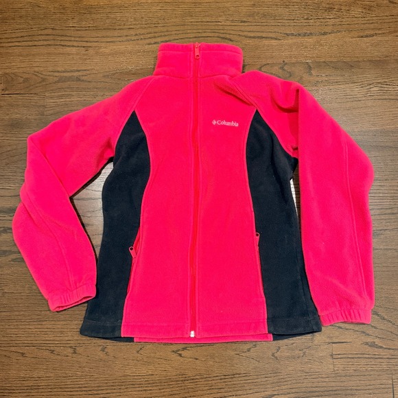 Columbia Jackets & Blazers - Columbia Womens Full Zip Fleece Jacket Pink Black Colorblock Mock Neck Medium